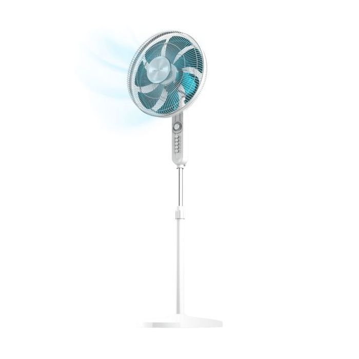 Cecotec EnergySilence 610 Max Flow Ventilador de Pie con 7 Aspas - Potencia de 70W - Diametro de 40cm - 4 Velocidades - Temporizador 2h - Oscilacion 90º - Altura Ajustable - Color Blanco