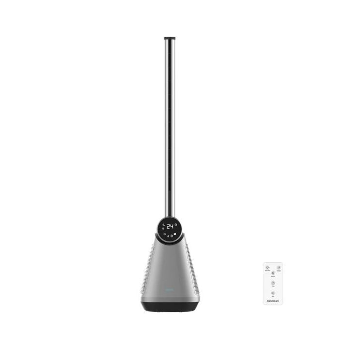Cecotec EnergySilence 9890 Skyline Bladeless Dark Ventilador de Torre de 39" de Altura - 50W - Tecnologia sin Aspas - Control Tactil - Temporizador - 3 Velocidades - Oscilacion de 40º - Color Gris