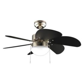 Cecotec EnergySilence Aero 365 GoldandWood Ventilador de Techo con 6 Aspas Reversibles y Lampara - 50W - Diametro de 36" - 3 Velocidades - Modo Invierno/Verano - Control por Cadena - Color Negro