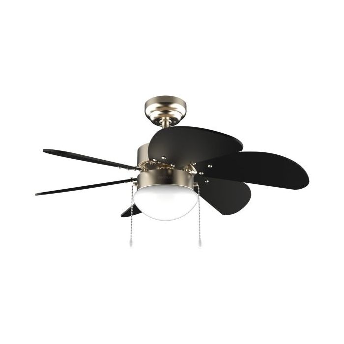 Cecotec EnergySilence Aero 365 GoldandWood Ventilador de Techo con 6 Aspas Reversibles y Lampara - 50W - Diametro de 36" - 3 Velocidades - Modo Invierno/Verano - Control por Cadena - Color Negro