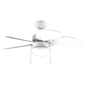 Cecotec EnergySilence Aero 3600 Vision Full White Ventilador de Techo con 6 Aspas y Lampara Integrada - 50W - Diametro de 36" - 3 Velocidades - Modo Invierno/Verano - Control por Cadena - Color Blanco