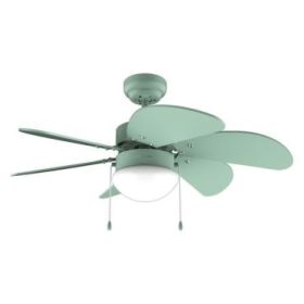 Cecotec EnergySilence Aero 3600 Vision Full Green Ventilador de Techo con 6 Aspas y Lampara Integrada - 50W - Diametro de 36" - 3 Velocidades - Modo Invierno/Verano - Control por Cadena - Color Verde