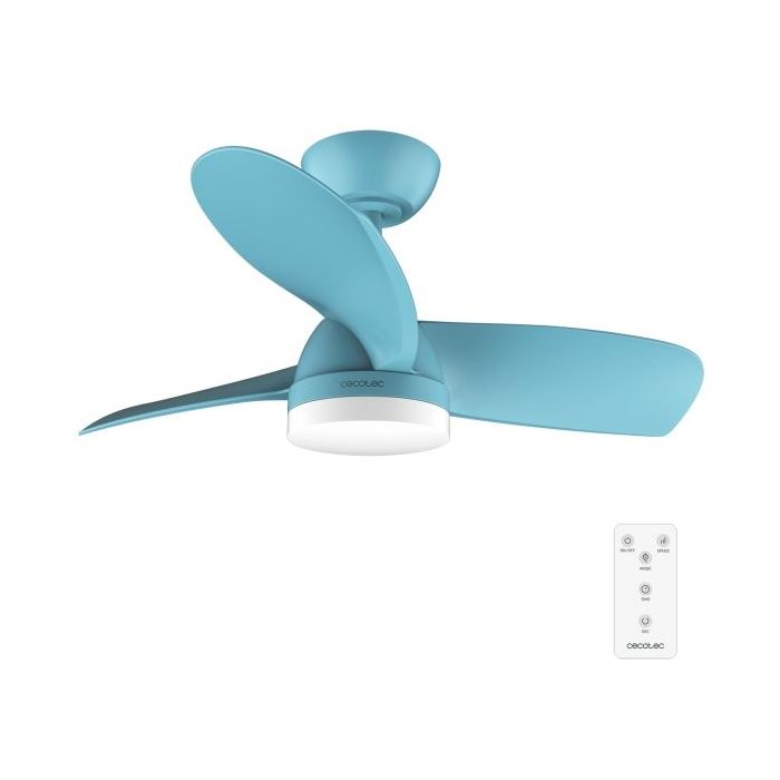 Cecotec EnergySilence Aero 3050 Sky Ventilador de Techo con 3 Aspas y Luz Integrada - 35W - Diametro de 36" - LED de 22W - Temporizador - 6 Velocidades - Modo Invierno - Color Azul Claro