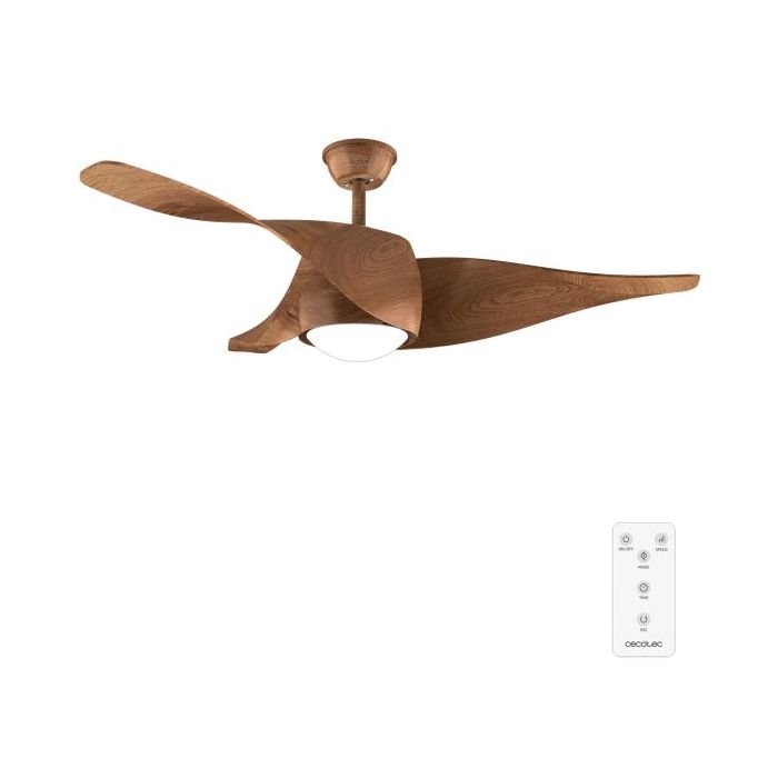 Cecotec EnergySilence Aero 5290 BlackWood Ventilador de Techo con 3 Aspas y Luz - 40W - Diametro de 52" - 3 Tonos LED - Temporizador - 6 Velocidades - Modo Invierno - Color Madera Oscuro