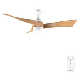 Cecotec EnergySilence Aero 5280 WhiteWood Ventilador de Techo con Luz - 40W - Diametro de 52" - LED Regulable - Temporizador - 6 Velocidades - Modo Invierno - Aspas de Madera Clara - Color Blanco