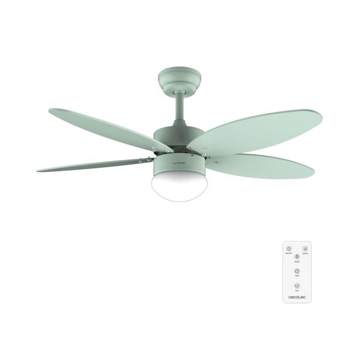 Cecotec EnergySilence Aero 4260 Full Mint Ventilador de Techo con 5 Aspas Reversibles y Luz - 40W - Diametro de 42" - LED con 3 Tonos - Mando a Distancia - Temporizador - 6 Velocidades - Color Menta
