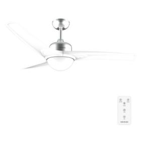 Cecotec EnergySilence Aero 560 IronWhite Ventilador de Techo con 3 Aspas y Luz Integrada - 60W - Diametro de 52" - LED de 18W - Mando a Distancia - Temporizador - 3 Velocidades - Color Blanco