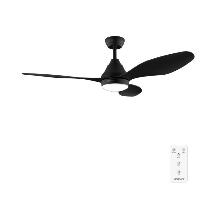 Cecotec EnergySilence Aero 5200 Black Ventilador de Techo con 3 Aspas y Luz Integrada - 40W - Diametro de 48" - LED de 18W - Mando a Distancia - 3 Velocidades - Temporizador Programable - Color Negro