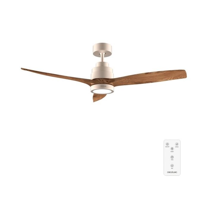 Cecotec EnergySilence Aero 5295 GoldBlack Ventilador de Techo con 3 Aspas y Luz - 35W - Diametro de 52" - LED de 18W - 6 Velocidades - Temporizador - Modo Invierno - Color Madera Oscuro