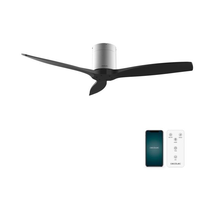 Cecotec EnergySilence Aero 5500 Aqua IronBlack Connected Ventilador de Techo de 3 Aspas - 40W - Diametro de 52" - Wi-Fi - IP44 - 6 Velocidades - Temporizador - Modo Invierno - Color Negro