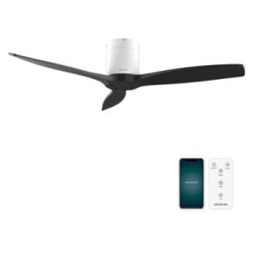 Cecotec EnergySilence Aero 5500 Aqua WhiteandBlack Connected Ventilador de Techo de 3 Aspas - 40W - Diametro de 52" - Proteccion IP44 - Temporizador - Modo Invierno - Color Negro y Blanco
