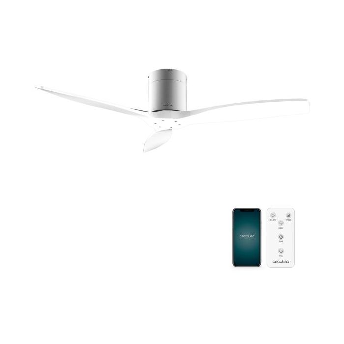 Cecotec EnergySilence Aero 5500 Aqua IronWhite Connected Ventilador de Techo de 3 Aspas - 40W - Diametro de 52" - Wi-Fi - IP44 - 6 Velocidades - Temporizador - Modo Invierno - Color Blanco
