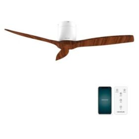 Cecotec EnergySilence Aero 5500 Aqua WhiteDarkWood Connected Ventilador de Techo de 3 Aspas - 40W - Diametro de 52" - Wi-Fi - IP44 - 6 Velocidades - Temporizador - Modo Invierno - Color Blanco