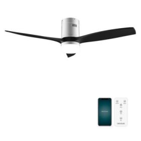 Cecotec EnergySilence Aero 5600 Aqua IronBlack Connected Ventilador de Techo con 3 Aspas y Luz LED Integrada - 40W - Diametro de 52" - Wi-Fi - IP44 - Temporizador - 6 Velocidades - Color Negro