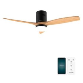 Cecotec EnergySilence Aero 5600 Aqua Black and WhiteWood Connected Ventilador de Techo con 3 Aspas y Luz LED - 40W - Diametro 52" - WiFi - Proteccion IP44 - Temporizador - 6 Velocidades - Color Negro