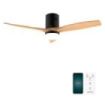 Cecotec EnergySilence Aero 5600 Aqua Black and WhiteWood Connected Ventilador de Techo con 3 Aspas y Luz LED - 40W - Diametro 52" - WiFi - Proteccion IP44 - Temporizador - 6 Velocidades - Color Negro