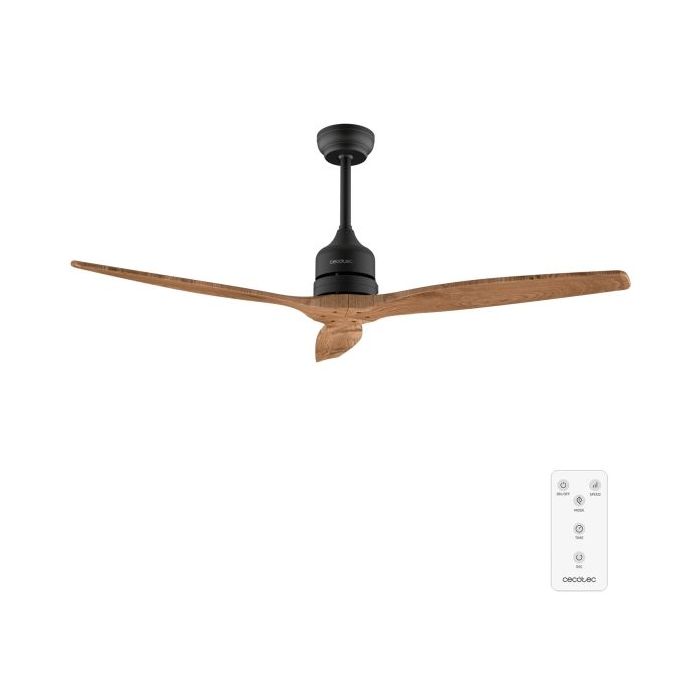 Cecotec EnergySilence Aero 5270 DarkWood Ventilador de Techo de 3 Aspas - 40W - Diametro de 52" - Temporizador - 6 Velocidades - Modo Invierno - Altura Ajustable - Aspas de Madera - Color Negro