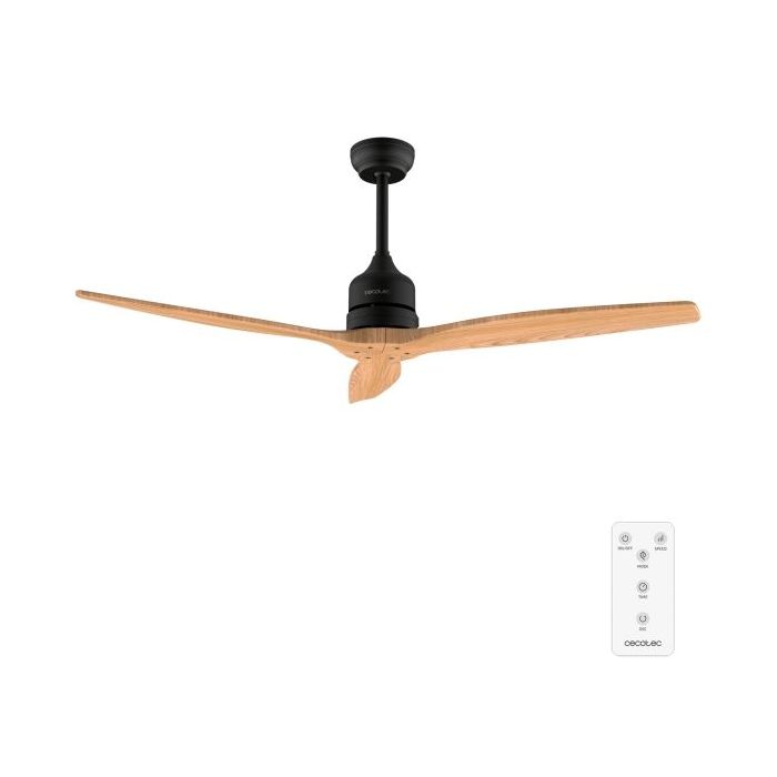 Cecotec EnergySilence Aero 5270 Black and WhiteWood Ventilador de Techo de 3 Aspas - 40W - Diametro de 52" - Temporizador - 6 Velocidades - Modo Invierno - Altura Ajustable - Color Negro