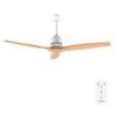 Cecotec EnergySilence Aero 5270 WhiteWood Ventilador de Techo de 3 Aspas - 40W - Diametro 52" - Temporizador - 6 Velocidades - Modo Invierno - Altura Ajustable - Aspas de Madera Clara - Color Blanco