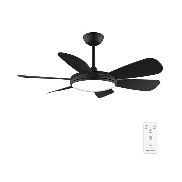 Cecotec EnergySilence Aero 5200 Black Pro Ventilador de Techo con 6 Aspas y Luz Integrada - 55W - Diametro de 52" - LED de 32W - Temporizador - 6 Velocidades - Modo Invierno - Color Negro