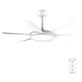 Cecotec EnergySilence Aero 5200 White Pro Ventilador de Techo con 6 Aspas y Luz Integrada - 32W - Diametro de 52" - LED de 32W - Temporizador - 6 Velocidades - Modo Invierno - Color Blanco
