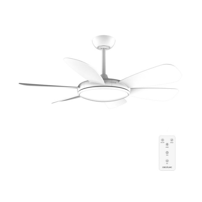 Cecotec EnergySilence Aero 5200 White Pro Ventilador de Techo con 6 Aspas y Luz Integrada - 32W - Diametro de 52" - LED de 32W - Temporizador - 6 Velocidades - Modo Invierno - Color Blanco