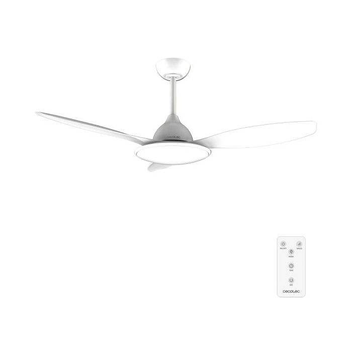 Cecotec EnergySilence 4800 Light White Ventilador de Techo con 3 Aspas y Luz - 35W - Diametro de 48" - 3 Tonos LED - 6 Velocidades - Modo Invierno - Incluye Kit de Montaje - Color Blanco