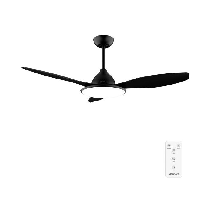 Cecotec EnergySilence 4800 Light Black Ventilador de Techo con 3 Aspas y Luz Integrada - 36W - Diametro de 48" - LED de 36W - Temporizador - 6 Velocidades - Modo Invierno - Color Negro