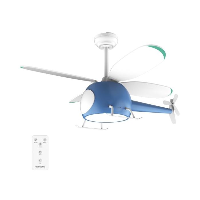 Cecotec EnergySilence Aero 4600 Helicopter Ventilador Infantil de Techo con Luz - 35W - Motor Dc - Diametro de 39" - LED de 32W - Temporizador - 6 Velocidades - Modo Invierno/Verano - Color Azul