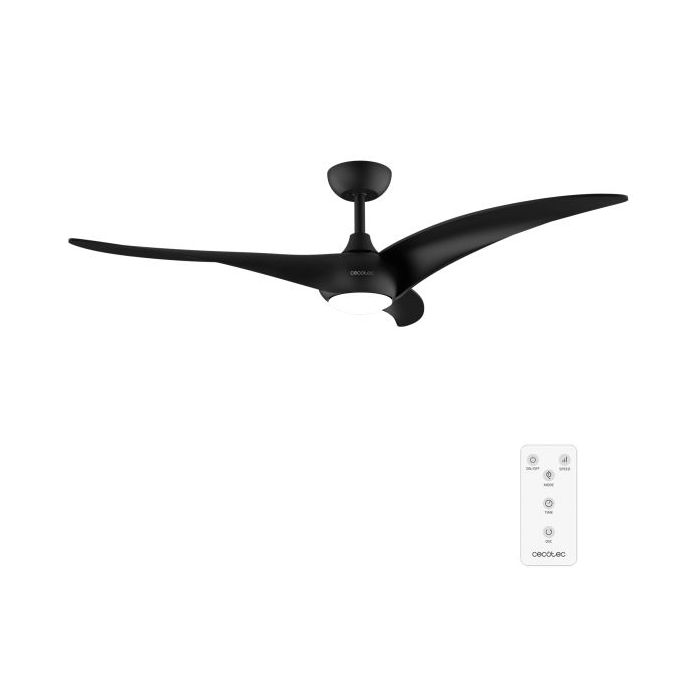 Cecotec EnergySilence Aero 5295 Black Ventilador de Techo con 3 Aspas y Luz - 40W - Diametro de 54" - 3 Tonos LED - Mando a Distancia - 6 Velocidades - Temporizador - Modo Invierno - Color Negro