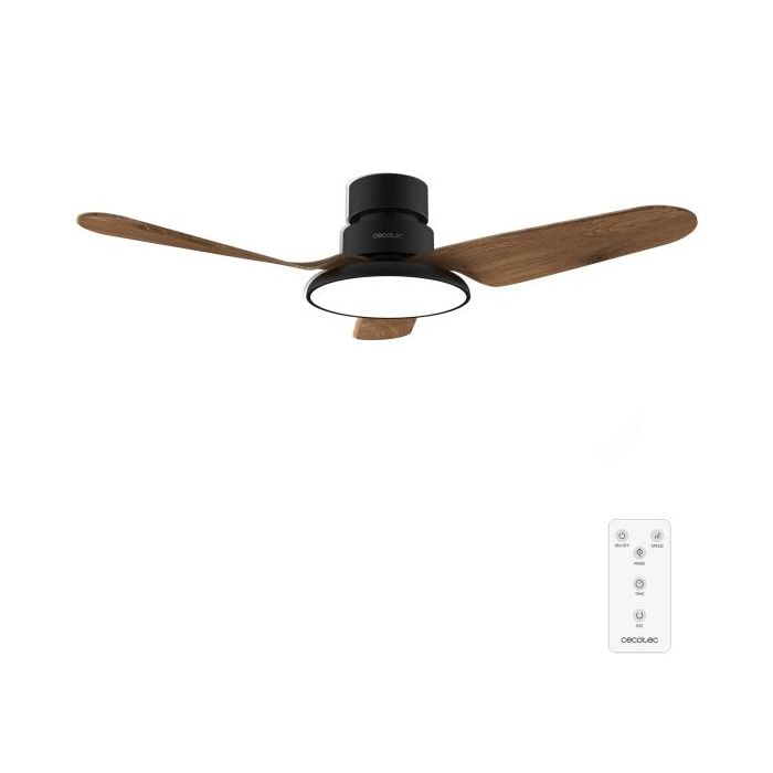 Cecotec EnergySilence Aero 5200 Light DarkWood Ventilador de Techo con 3 Aspas de Madera y Luz - 40W - Diametro de 43" - 3 Tonos LED - 6 Velocidades - Temporizador - Modo Invierno - Color Negro