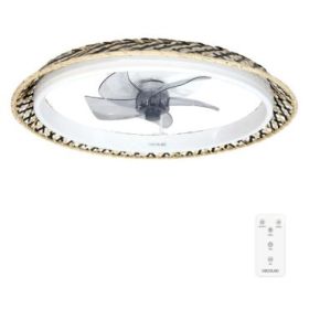 Cecotec EnergySilence LampAero 610 Natural Design Ventilador de Techo con 5 Aspas y Luz - 20W - Tulipa de Mimbre - 3 Tonos LED - Temporizador - 6 Velocidades - Modo Invierno - Color Madera Claro