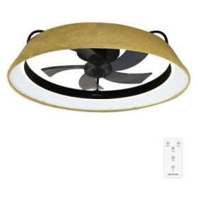 Cecotec EnergySilence LampAero 600 Green Design Ventilador de Techo con 5 Aspas y Luz - 20W - Tulipa de Terciopelo - LED con 3 Tonos - Temporizador - 6 Velocidades - Modo Invierno - Color Madera Claro
