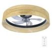 Cecotec EnergySilence LampAero 600 Beige Design Ventilador de Techo con 5 Aspas y Luz - 20W - Tulipa de Mimbre - 3 Tonos LED - Temporizador - 6 Velocidades - Modo Invierno - Color Madera Claro