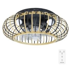 Cecotec EnergySilence LampAero 600 Natural Wood Ventilador de Techo con 5 Aspas y Luz - 20W - Tulipa de Madera - Lampara con 3 Tonos - Temporizador - 3 Velocidades - Modo Invierno - Color Negro