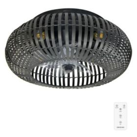 Cecotec EnergySilence LampAero 600 Natural DarkWood Ventilador de Techo con 5 Aspas y Luz - 20W - Tulipa de Madera Negra - 3 Tonos - Temporizador - 3 Velocidades - Modo Invierno - Color Negro