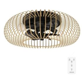 Cecotec EnergySilence LampAero 600 Natural WhiteWood Ventilador de Techo con 5 Aspas y Luz - 20W - Tulipa de Madera - Lampara con 3 Tonos - Temporizador - 3 Velocidades - Modo Invierno - Color Negro