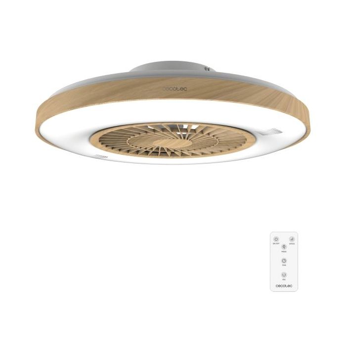Cecotec EnergySilence LampAero 600 InsideWood Ventilador de Techo con 5 Aspas y Luz - 20W - 3 Tonos LED - Diametro de 24" - Temporizador - 3 Velocidades - Modo Invierno - Color Madera Claro
