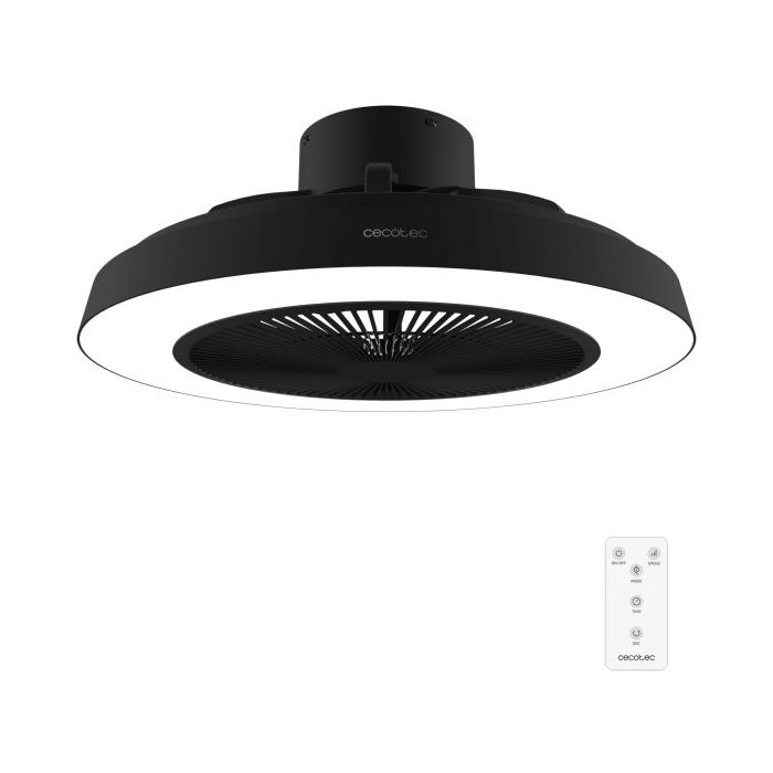 Cecotec EnergySilence LampAero 600 InsideBlack Ventilador de Techo con 5 Aspas y Luz - 20W - Aro LED con 3 Tonos - Diametro de 24" - Temporizador - 3 Velocidades - Modo Invierno - Color Negro