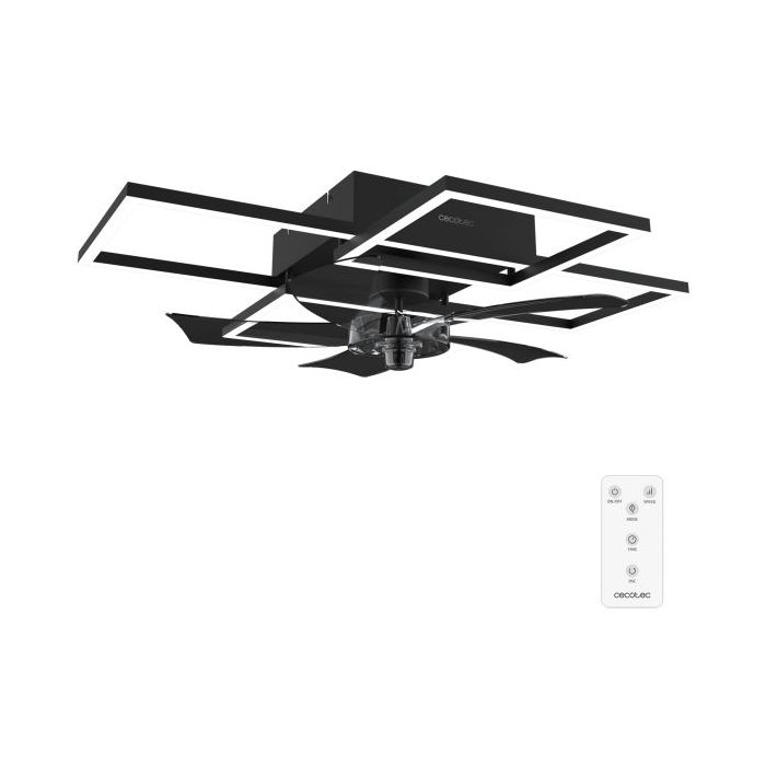 Cecotec EnergySilence LampAero 690 FlowLight Ventilador de Techo con 5 Aspas y Luz - 20W - Estilo Geometrico Moderno - 3 Tonos LED - Temporizador - 3 Velocidades - Modo Invierno - Color Negro
