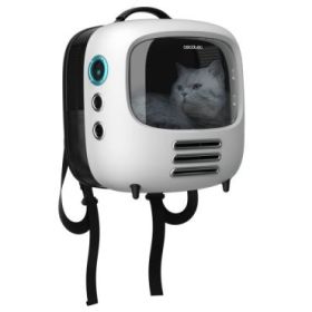 Cecotec Pumba 1800 Travel Fan Transportin con Ventana - Sistema de Ventilacion con 2 Velocidades - para Mascotas hasta 8kg - Luz Interior - Ergonomico - Bolsillo Lateral - 43x42x27.6cm - Color Blanco