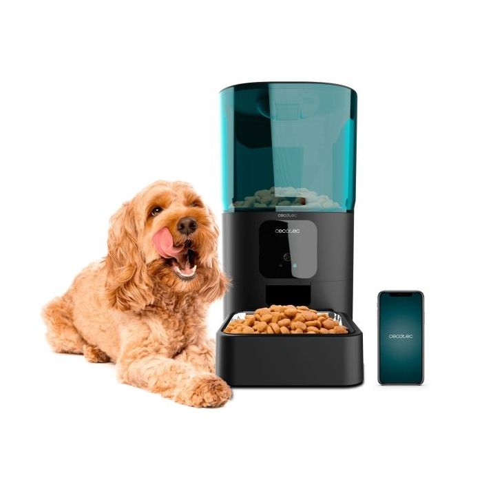 Cecotec Pumba 6000 Purrfect Meal Smart Comedero para Mascotas de 6L -10 Comidas Diarias - Cuenco de Acero Inoxidable - Anti Atascos - Bloqueo - Funciona con Pilas y Corriente - Color Negro y Azul