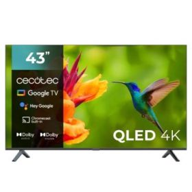Cecotec V4 series VQU40043 Televisor Smart TV sin Marco de 43" QLED 4K UHD - Procesador Cortex A55 - Dolby Vision and Atmos - Google TV - HDMI 2.1 - USB 3.0 - Gama Cromatica Ampliada - Color Negro
