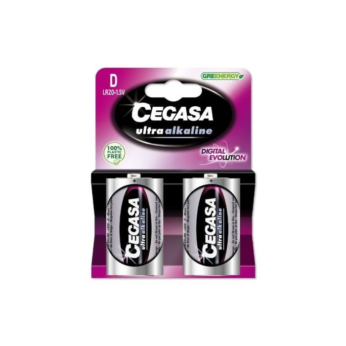 Cegasa Ultra Alcaline Pack de 2 Pilas LR20 D - Alta Tecnologia - Mas Capacidad, Potencia y Rendimiento