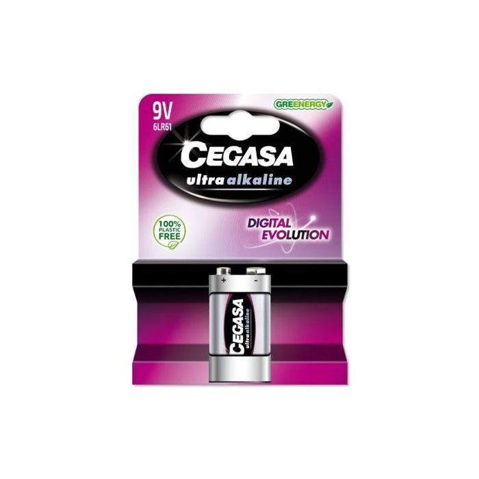 Cegasa Ultra Alcaline Pack de 1 Pila 6LR61 9V - Alta Tecnologia - Mas Capacidad, Potencia y Rendimiento