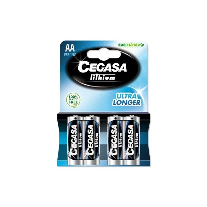 Cegasa Lithium Pack de 4 Pilas de Litio AA FR6 1.5V