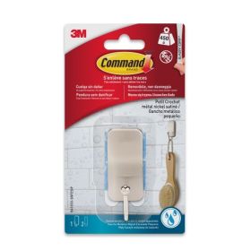 Command Gancho Compacto para Aseo - Resistente al Agua - 1 Unidad - 2 Tiras Adhesivas - Soporta hasta 450G - Talla S - Color Niquel Satinado