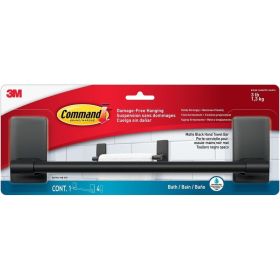 Command Toallero para Aseo - Soporta hasta 1.3kg - Incluye 4 Tiras Adhesivas - Resistente al Agua y Oxido - Color Negro