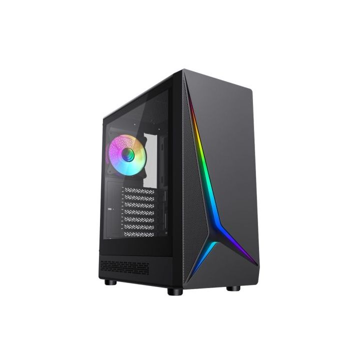 Coolbox GA450 StarLight Caja Torre ATX, Micro ATX, Mini-ITX - Lateral Cristal Templado - Tamaño HDD 2.5", 3.5" - USB-A 3.0, USB-C y Audio - Ventilador Trasero ARGB 120mm - Soporta Refrigeracion Liquida - Color Negro
