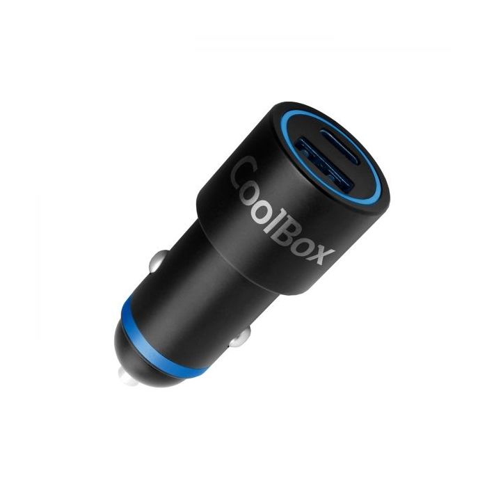 Coolbox Cargador de Coche - 48W - QC3.0 y PD1.2 - USB-A y USB-C - Color Negro